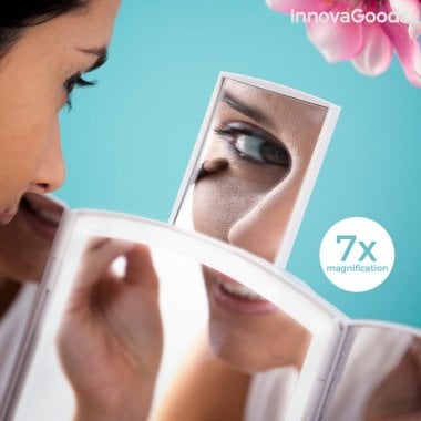 3-i-1 sammenklappeligt LED-spejl med makeup-organiser Panomir InnovaGoods 4