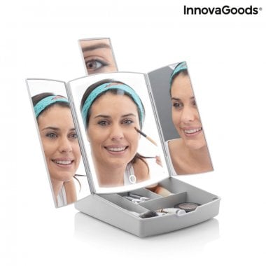 3-i-1 sammenklappeligt LED-spejl med makeup-organiser Panomir InnovaGoods 7