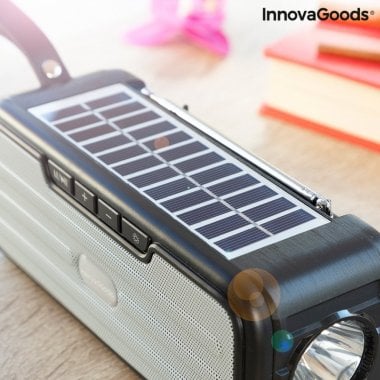 Trådløs højttaler med solopladning og LED-lommelygte Sunker InnovaGoods 2