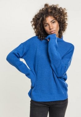 Ladies Oversize Turtleneck Sweater blue