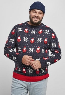 Blå finstrikket jule sweater mænd