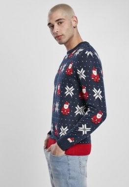 Blå finstrikket jule sweater mænd 10