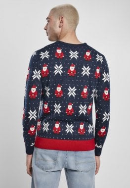 Blå finstrikket jule sweater mænd 11