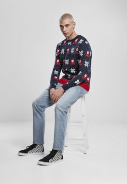 Blå finstrikket jule sweater mænd 12