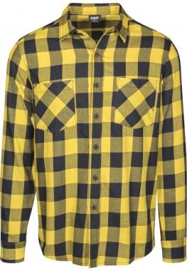 Flanellskjorte sort/gul 110