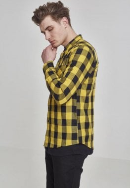 Flanellskjorte sort/gul 117