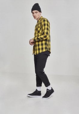 Flanellskjorte sort/gul 120