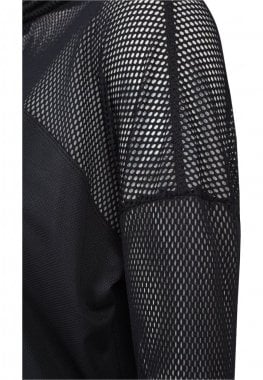 Dame hættetrøje med mesh detaljer sort