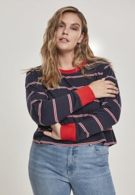 Kort sweater med striber plus size