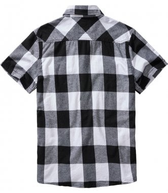Kortærmet flanelskjorte ternet sort/hvid 2