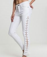 Skinny jeans med blonder white