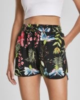 Sort shorts med blomster damer