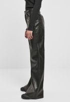 Sorte brede bukser i syntetisk læder kvinder 1
