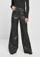 Sorte brede bukser i syntetisk læder kvinder 0