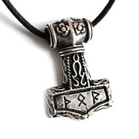Thors hammer i 925 sølv med runer halskæde