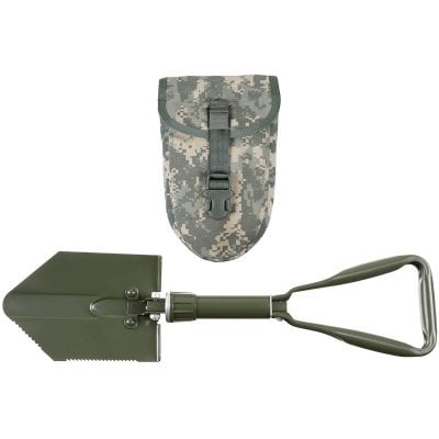 Folding Spade, 3-part, OD green, with orig. US pouch, like new 1