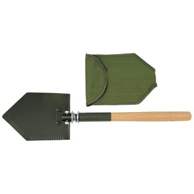 Folding Spade, wooden handle, Deluxe, 2-part 1