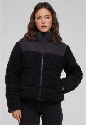 Ladies Short Sherpa Mix Puffer Jacket 1