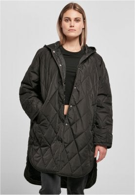 Ladies Oversized Diamond Quilted Hooded Coat 1