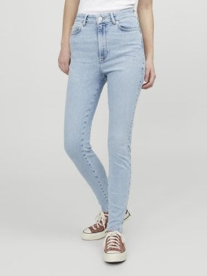 Ljusblå high waist skinny fit jeans dam 1