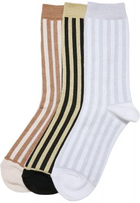 Metallic Effect Stripe Socks 3-Pack 1