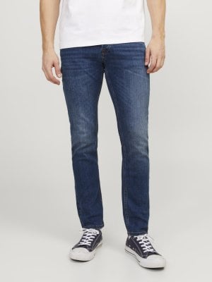 Mørkeblå jeans med straight fit til mænd 1