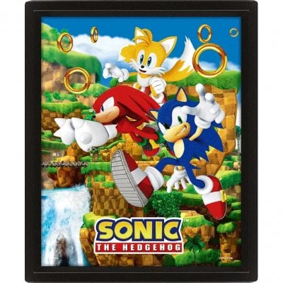 Sonic The Hedgehog - 3D poster med ramme
