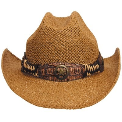 Stråhatt med brunt hattband Georgia