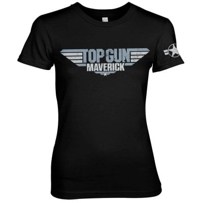Top Gun Maverick Distressed Logo Girly Tee 1